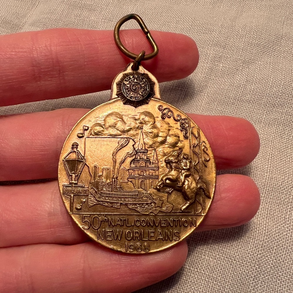 Vintage 1960s US American Legion medal 50th national convention New Orleans 1968
